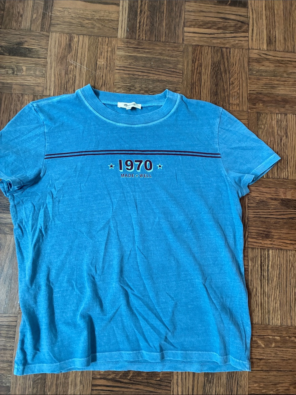 Madewell Light Blue '1970' Stripe Graphic Tee